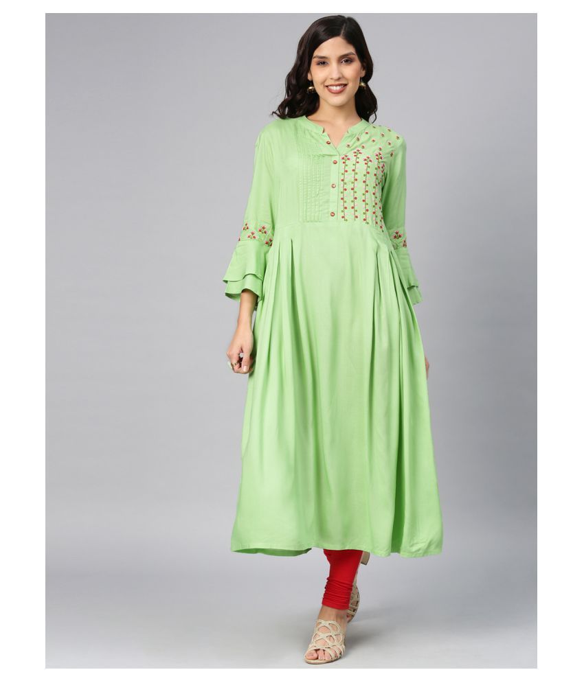     			Alena - Green Viscose Women's Flared Kurti