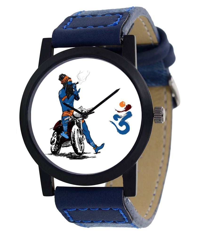 men fashion ex306 blue leather analog men's watch