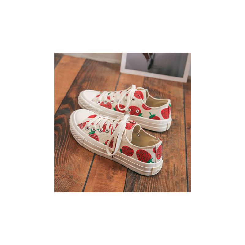strawberry canvas shoes