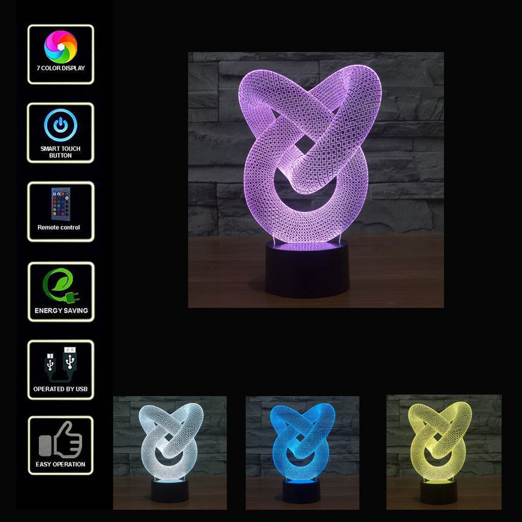 Colorful 3d Optical Illusion Home Decor Led Table Lamp Party
