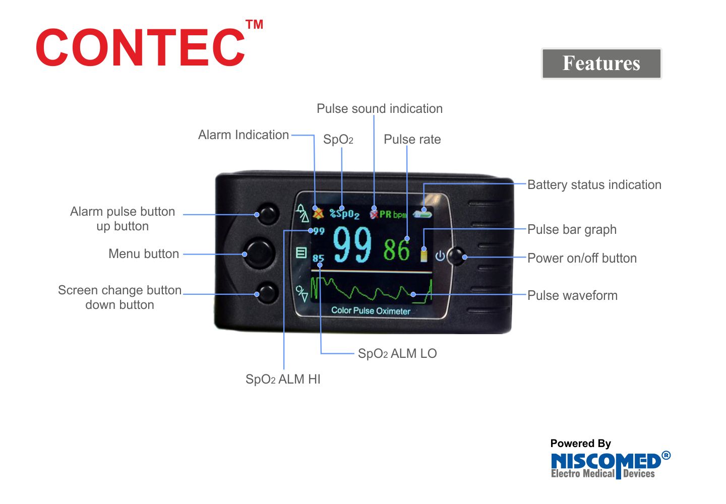 Contec Pulse Oximeter CMS60C (Black) Handheld Buy Contec Pulse
