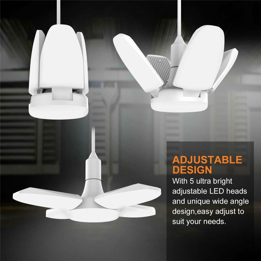 60W 5400lm E27 LED Garage Shop Work Lights Home Ceiling Fixture Deformable Lamp 