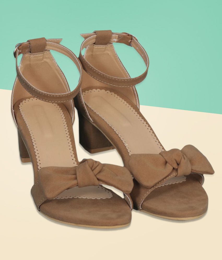 tan block heel pumps
