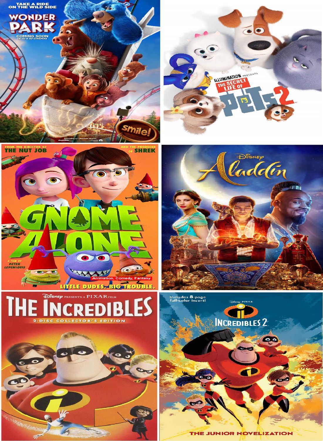 6 cartoon movies Wonder Park, Gnome Alone, Incredibles 1 & 2, Secret Life  of Pets 2 , Aladdin ( DVD )- Hindi: Buy Online at Best Price in India -  Snapdeal