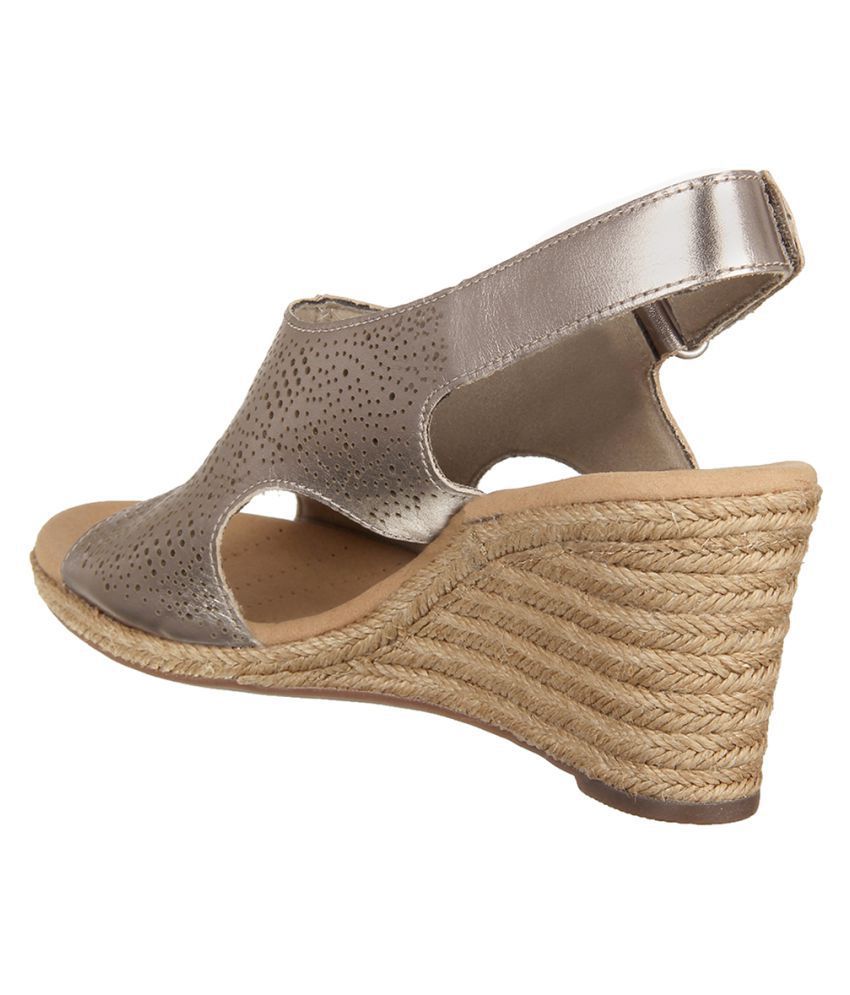 clarks silver wedges