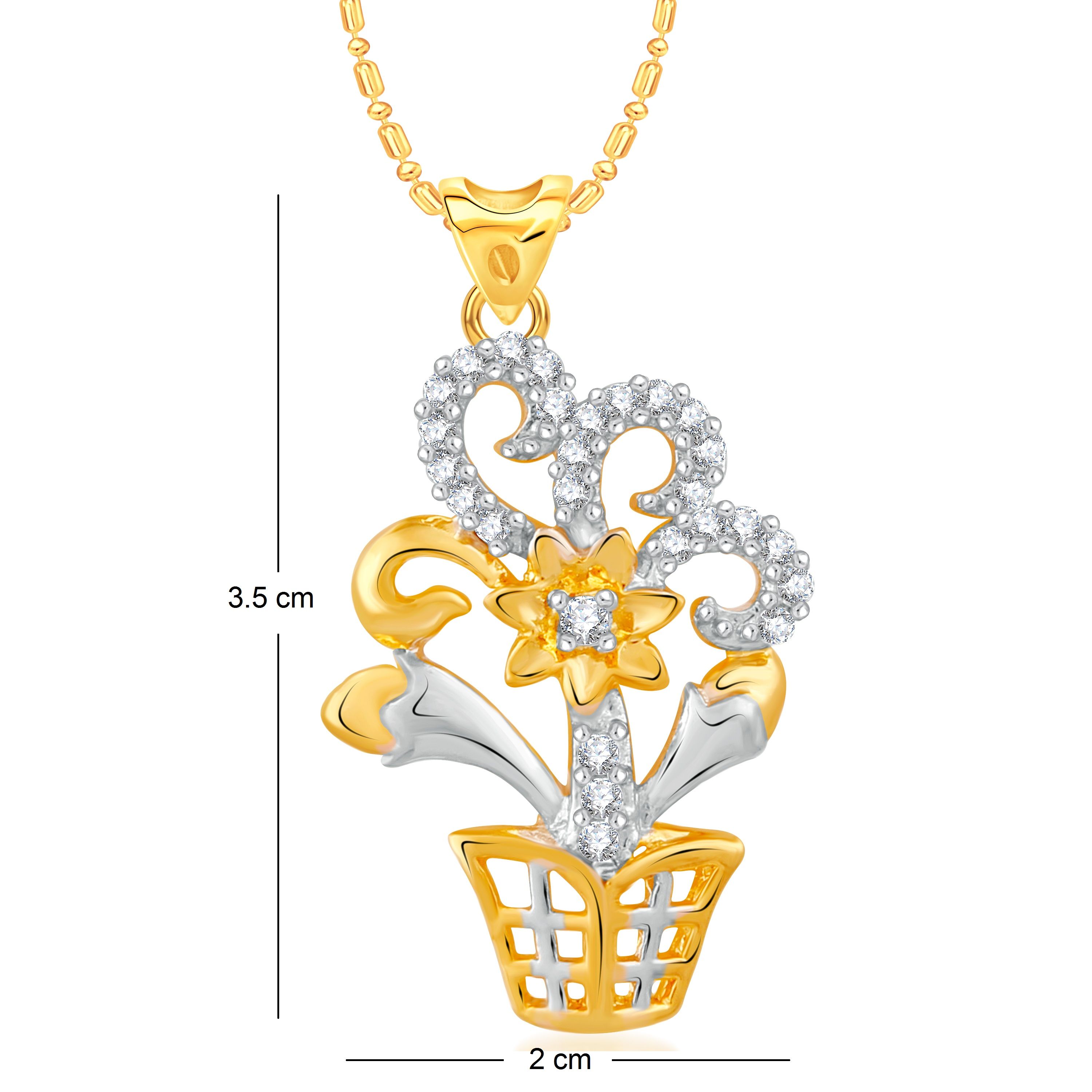 Vk Jewels Flowerpot Gold And Rhodium Plated Alloy Cz American Diamond