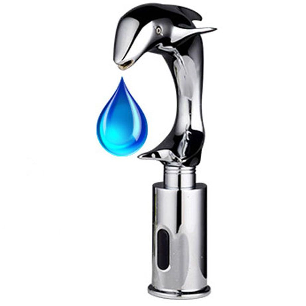 Dolphin Chrome Bathroom Faucet Automatic Touch Sensor Hand Free Mixer Brass Tap 