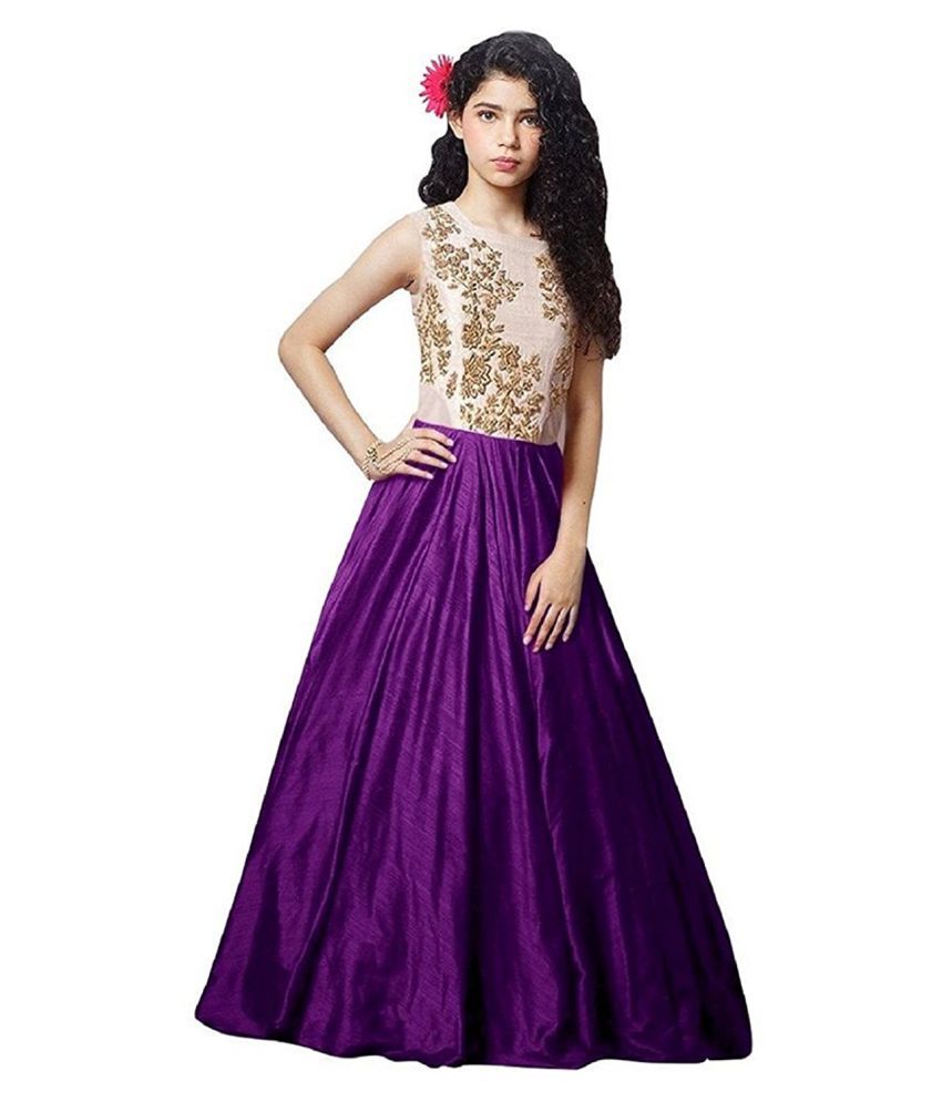 Saadhvi Purple Bangalore Silk Ethnic Gown Buy Saadhvi Purple
