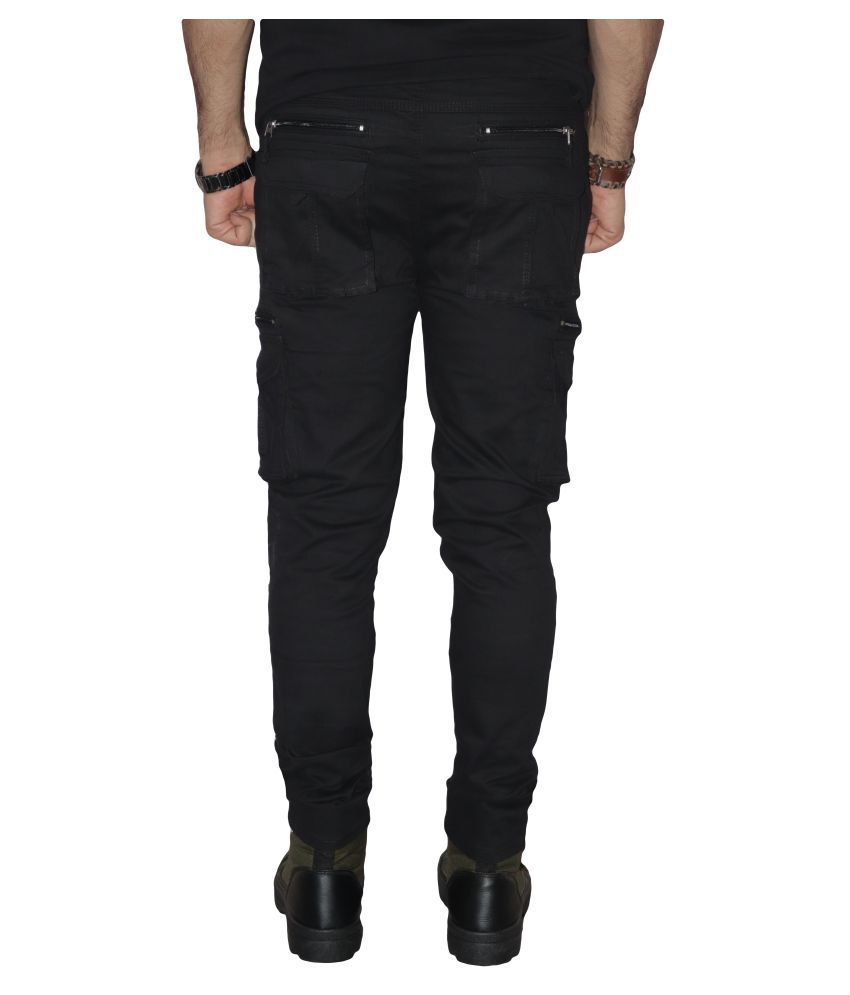 low rise black cargos