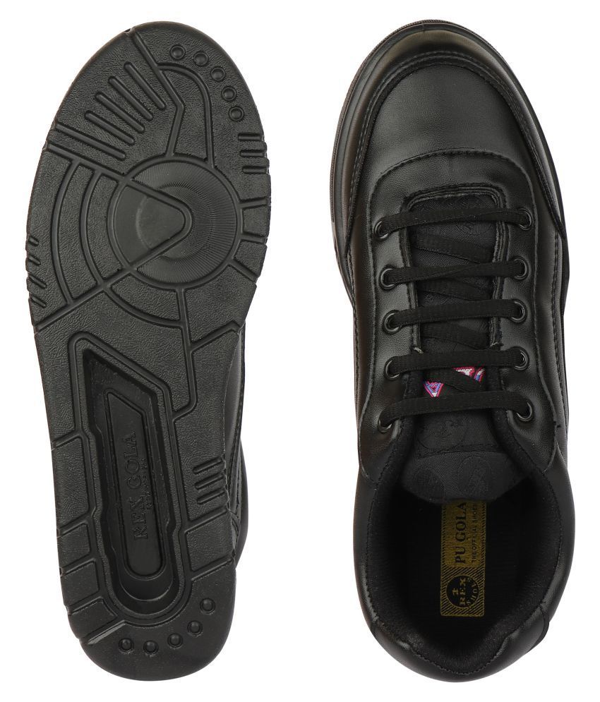 REX GOLA Unisex PVC Rexion PU Sports / Trekking / School / Formal Wear Lace Up Black Shoes Price