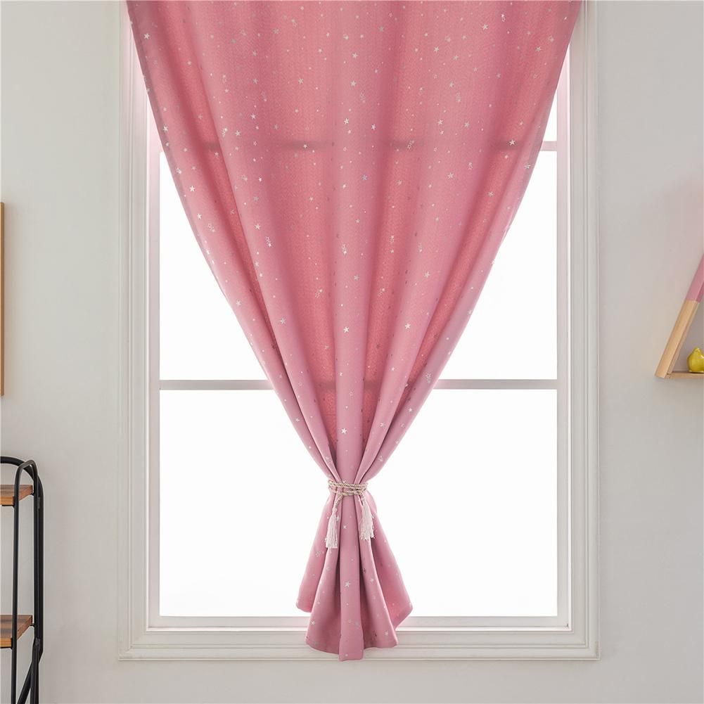 Silver Stars Print Self Adhesive Blinds Blackout Window Curtains