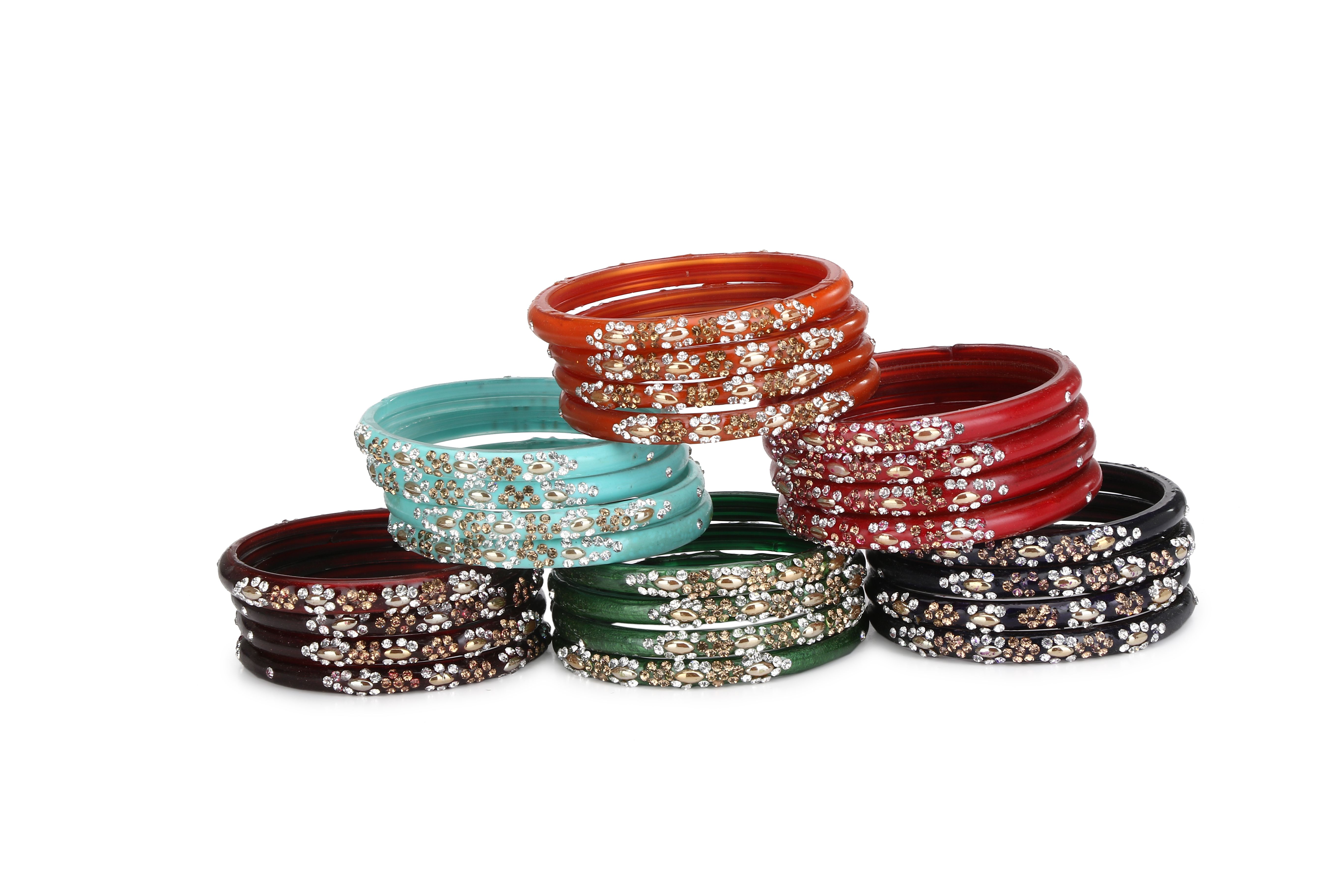 Multicolor glass bangles set clearance