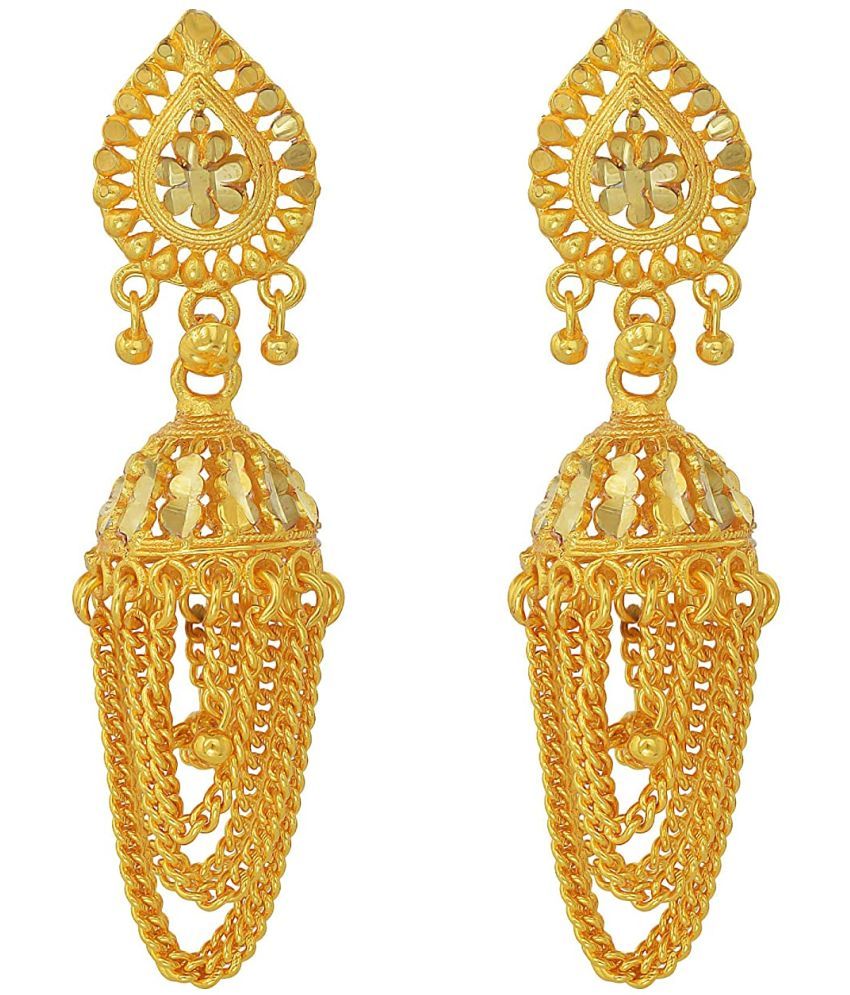     			Happy Stoning Designer Gold Plated Designer Jhumka