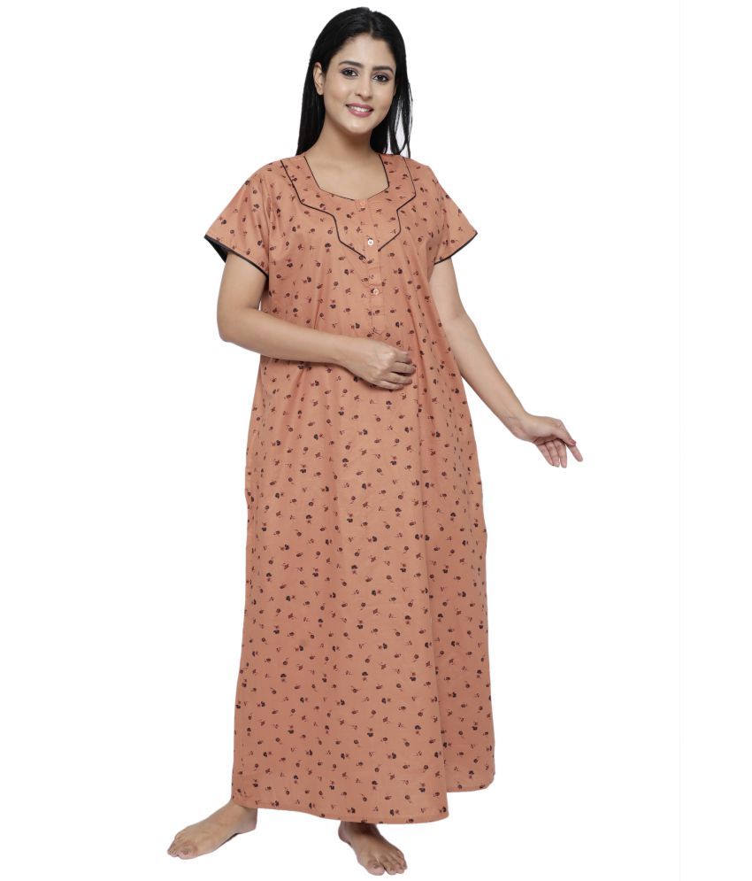     			G4Girl Cotton Nighty & Night Gowns - Orange Single