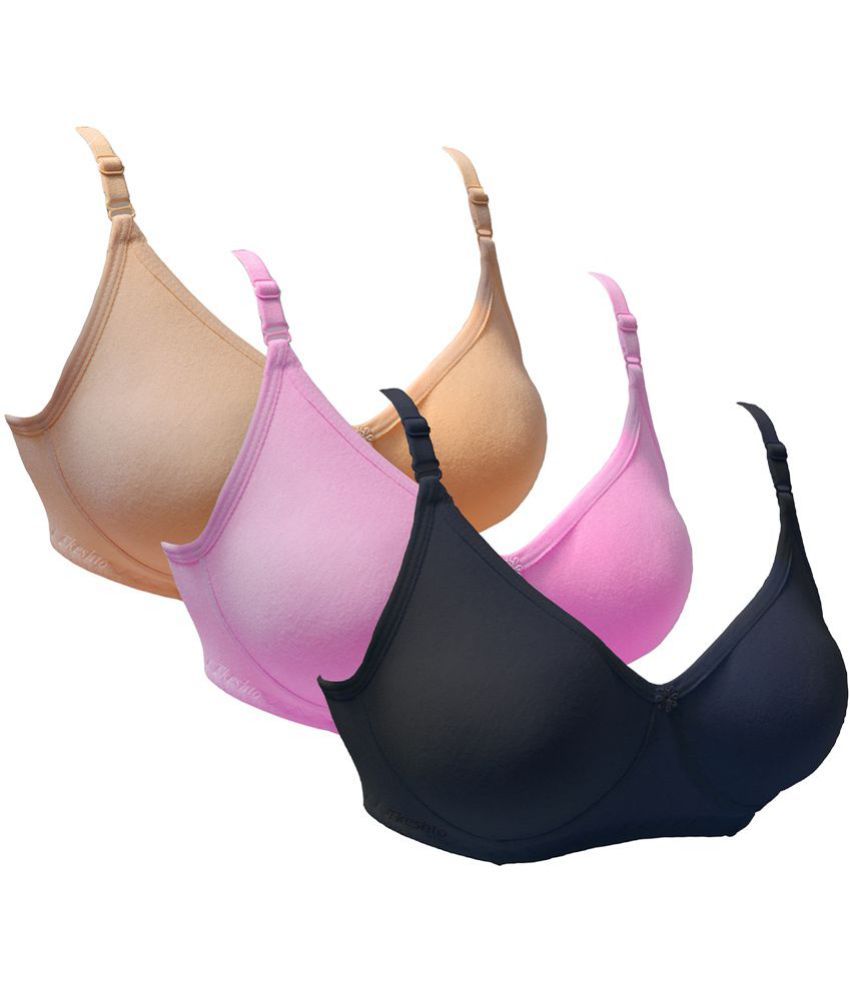     			Tkeshto Pack of 3 Cotton Non Padded Women's Everyday Bra ( Multi Color )