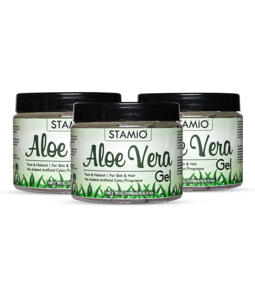     			STAMIO Pure Aloe Vera Gel for All Skin & Hair Types, Multipurpose Beauty Gel | No Added Artificial Fragrance/Color | 200ml, Pack of 3