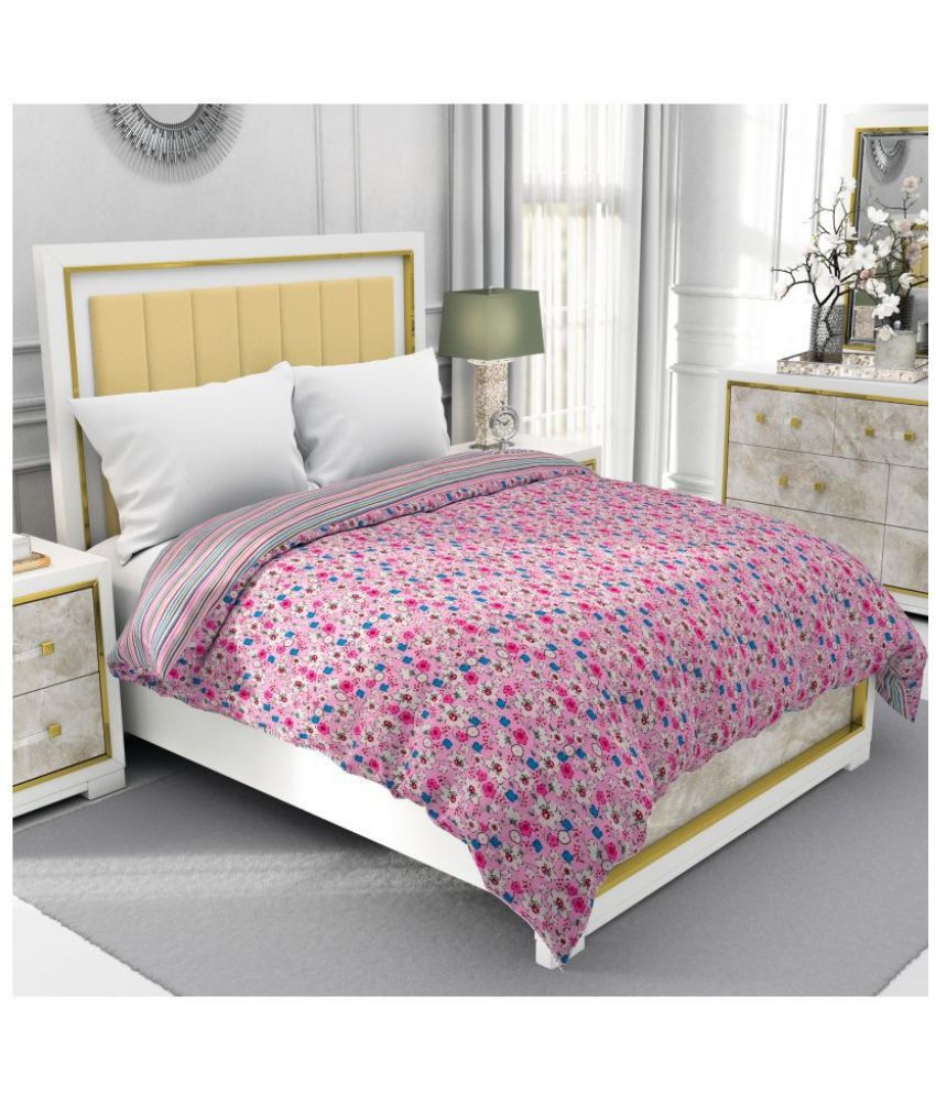 BE WANGLE Double Cotton Pink Floral Dohar