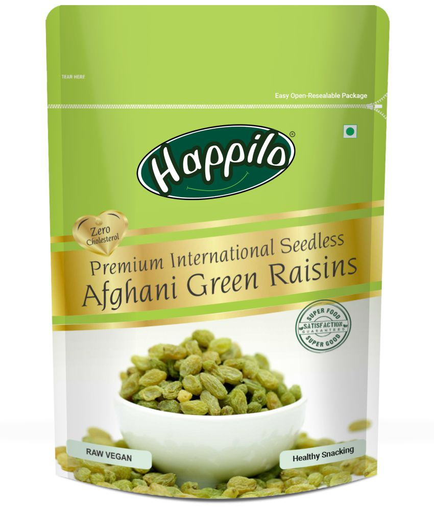     			Happilo Premium Seedless Afghani Green Raisins, No Added Sugar, Casual and Healthy Snack for Kids and Adults, Dried Fruit for Vegan 200 g