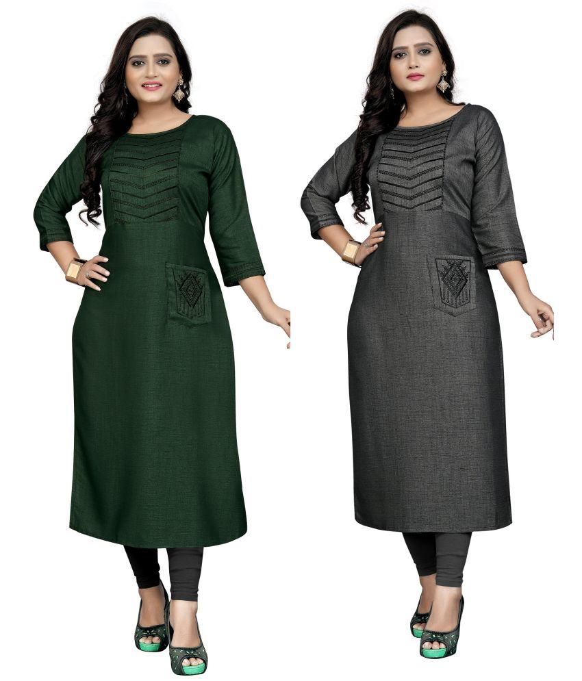     			Lerkiza - Multicolor Rayon Women's Straight Kurti ( Pack of 2 )