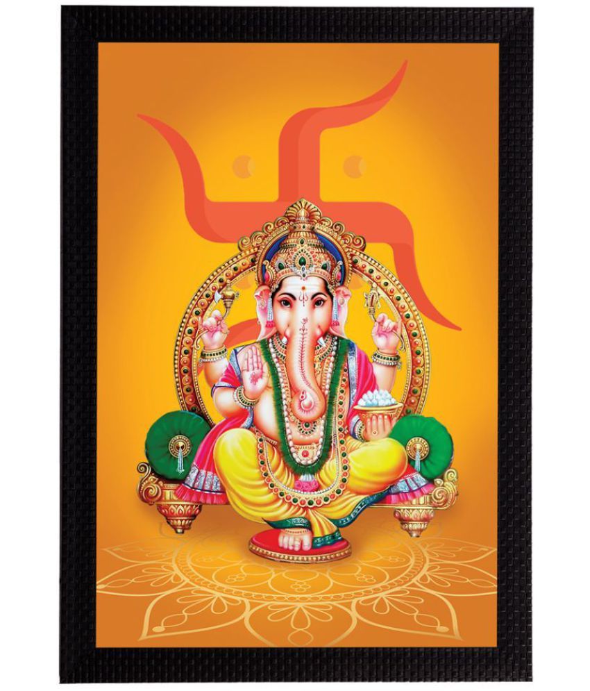     			eCraftIndia Orange & Red Lord Ganesha Satin Matt Texture UV Art Painting