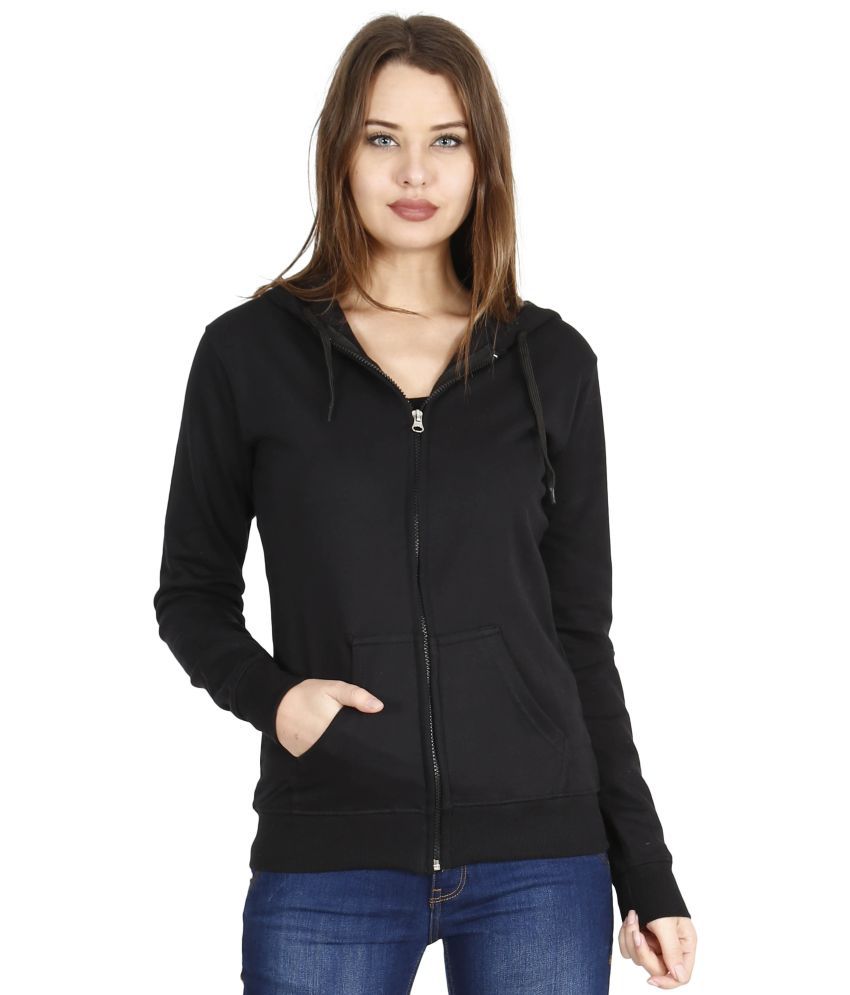     			FLEXIMAA Cotton Black Hooded Sweatshirt