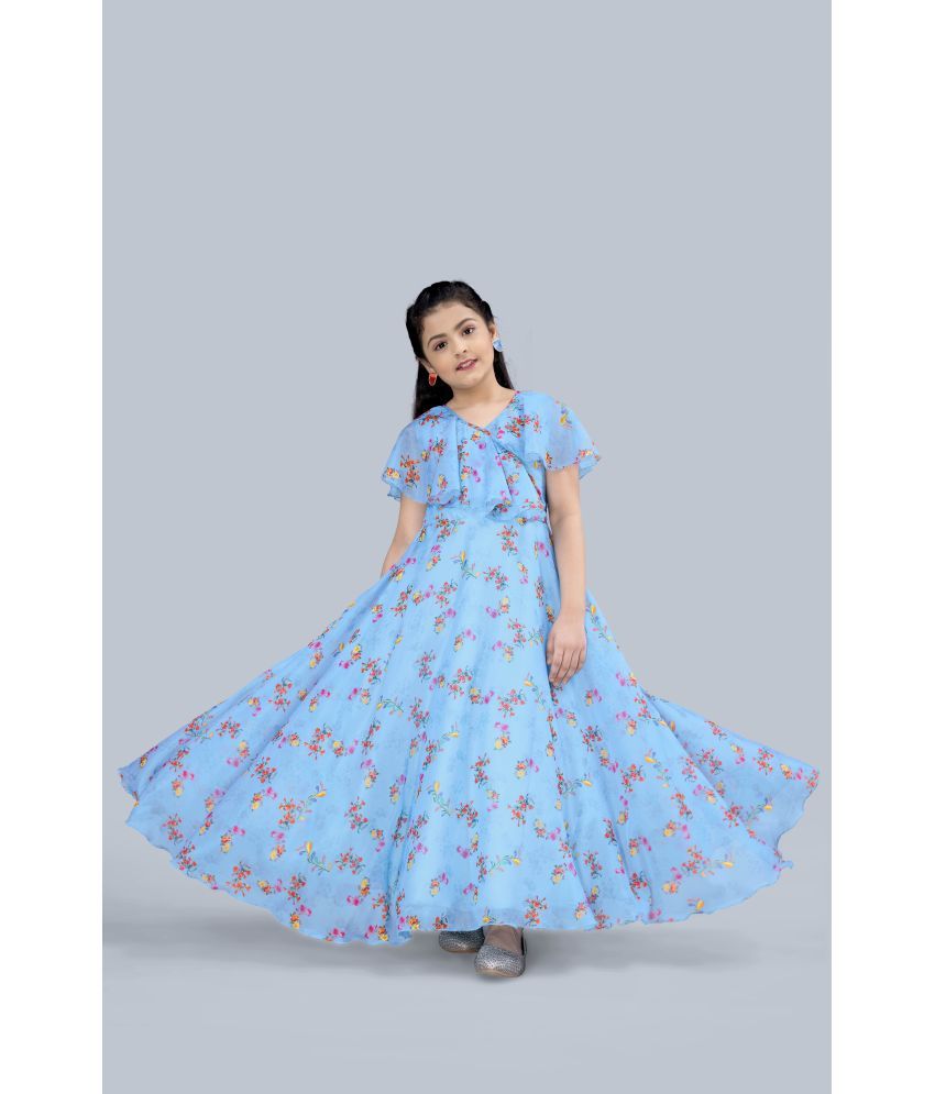     			Fashion Dream - Light Blue Silk Girl's Gown ( Pack of 1 )