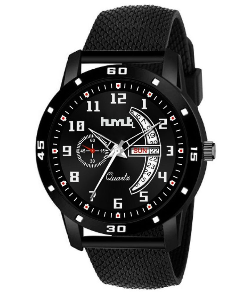     			HMTL - Black Silicon Analog Men's Watch