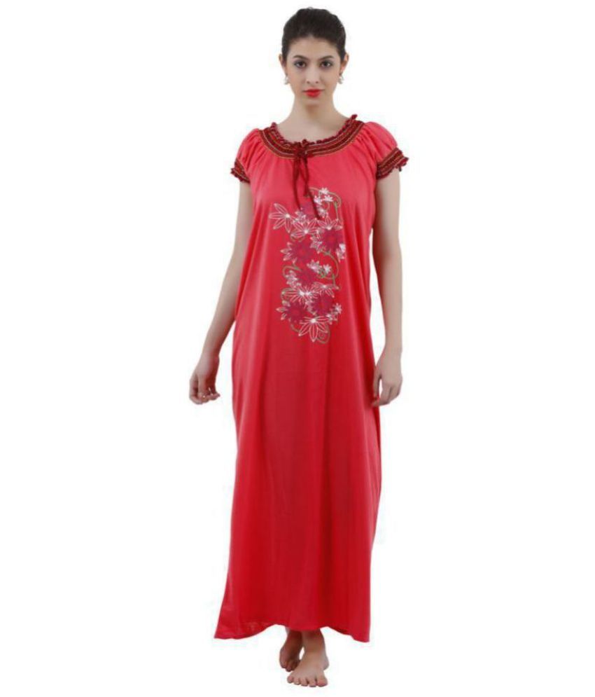     			Reposey Viscose Nighty & Night Gowns - Red Single