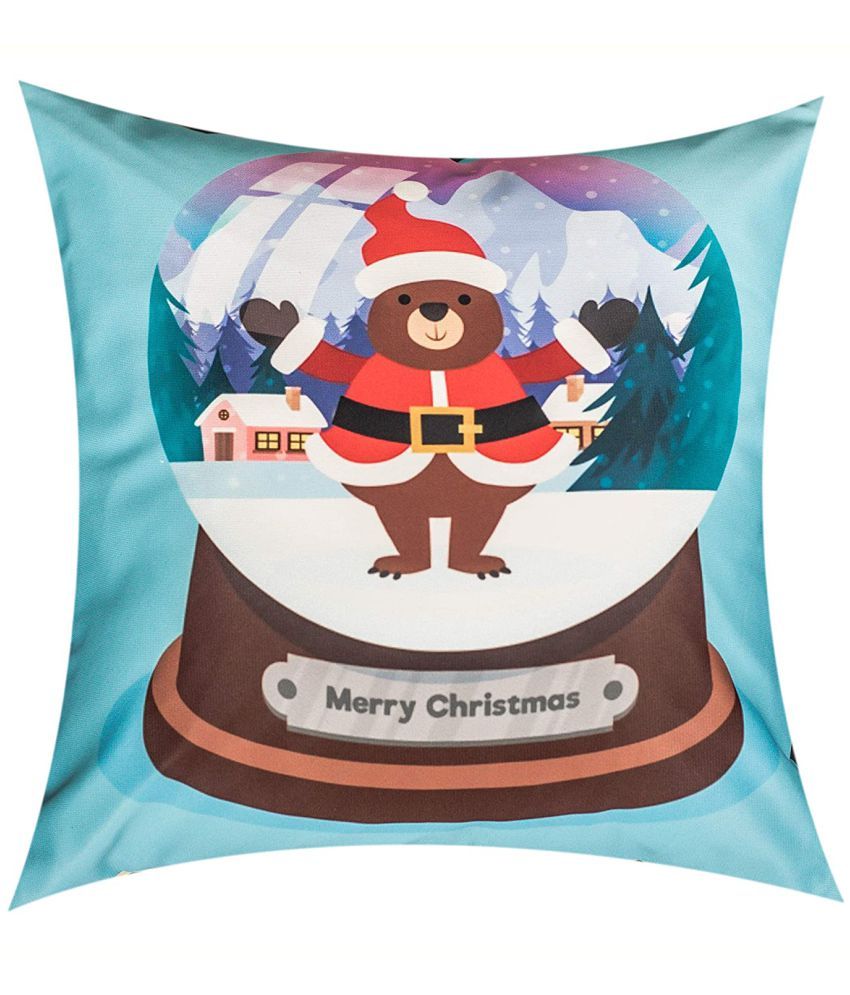     			indiancraft Single Polyester Christmas Theme Cushion Covers 40X40 cm (16X16)