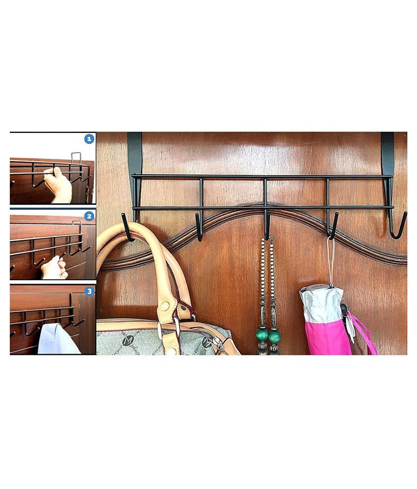 SELECTIONBUZZ Steel over The Door Hook Hanger, Hanging Organizer Rack with No Hole Drilling
