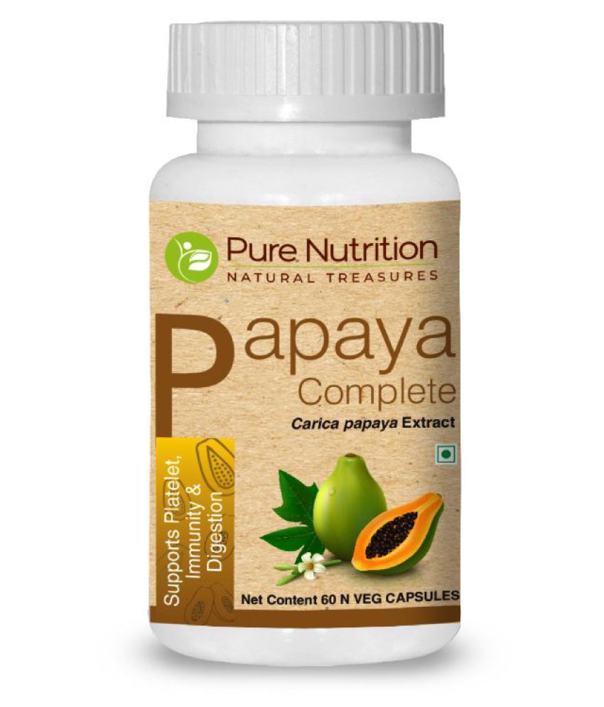 Pure Nutrition Papaya Complete 60 Caps 500 mg Vitamins Capsule Buy
