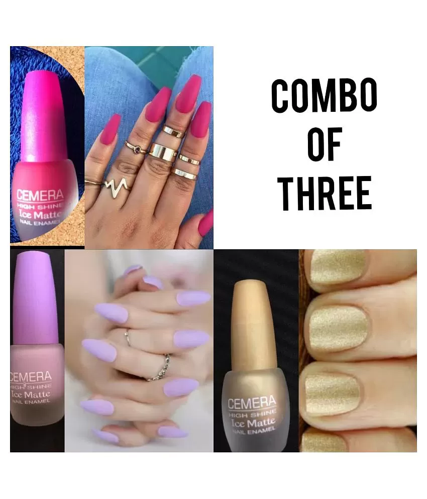 Cemera High Shine Ice Matte Pack Of 3 Nail Polish (Pink, Nude, Blue) -  (6MLx3) MultiColor - Price in India, Buy Cemera High Shine Ice Matte Pack  Of 3 Nail Polish (Pink,