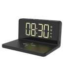 Portronics Freedom 4A:Desktop Wireless Charger with Digital Alarm Clock ,Black (POR 1042)