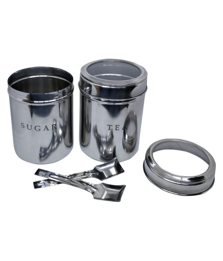     			Dynore Tea sugar with spoon Steel Tea/Coffee/Sugar Container Set of 4 750 mL