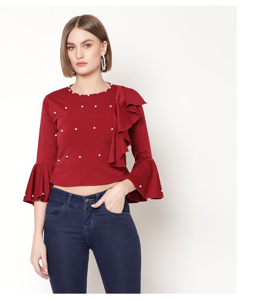 V2 Cotton Crop Tops - Maroon - Buy V2 Cotton Crop Tops - Maroon Online at Best Prices in India 