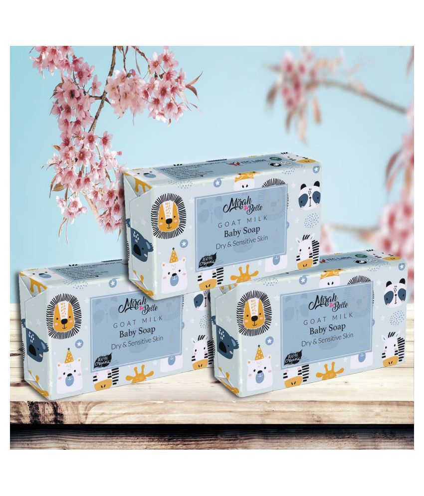     			Mirah Belle - Organic Goat Milk Baby Soap 125gm (Pack of 3) - For Sensitive & Baby Skin- Handmade Soap 375gm