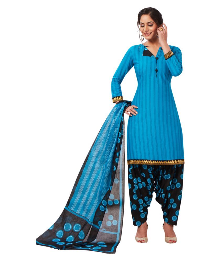 Baalar Blue Cotton Dress Material - Buy Baalar Blue Cotton Dress Material Online at Best Prices 