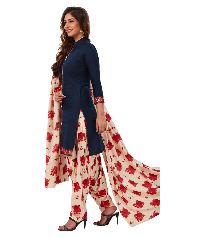 Baalar Blue Cotton Dress Material - Buy Baalar Blue Cotton Dress Material Online at Best Prices 