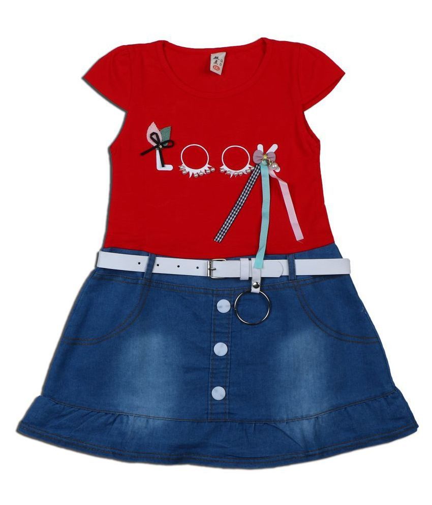 printed denim frocks