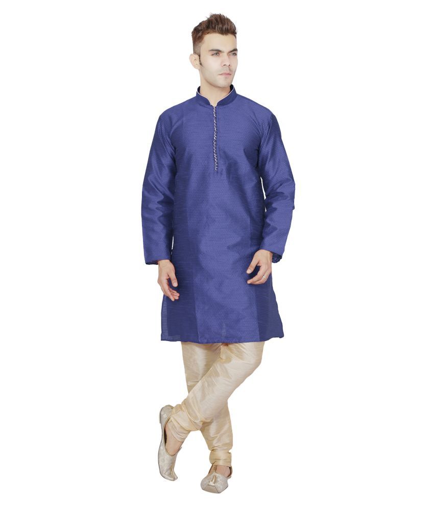     			SKAVIJ Blue Silk Blend Kurta Pyjama Set