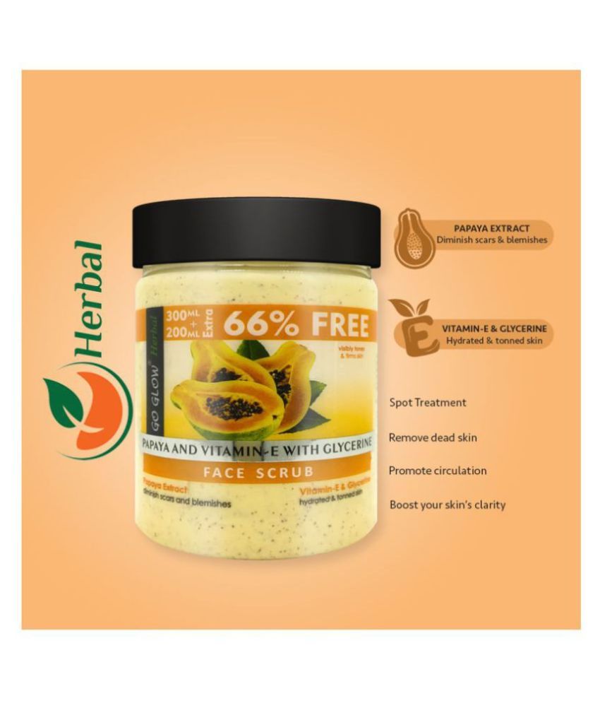 Go Glow PAPAYA VITAMIN E SCRUB/CREAM/GEL Facial Kit 500ML mL Pack of 3