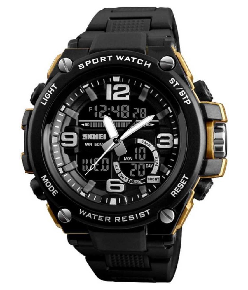 Skmei SKM 1340 GOLD BLACK Silicon Analog Digital Men #039;s Watch