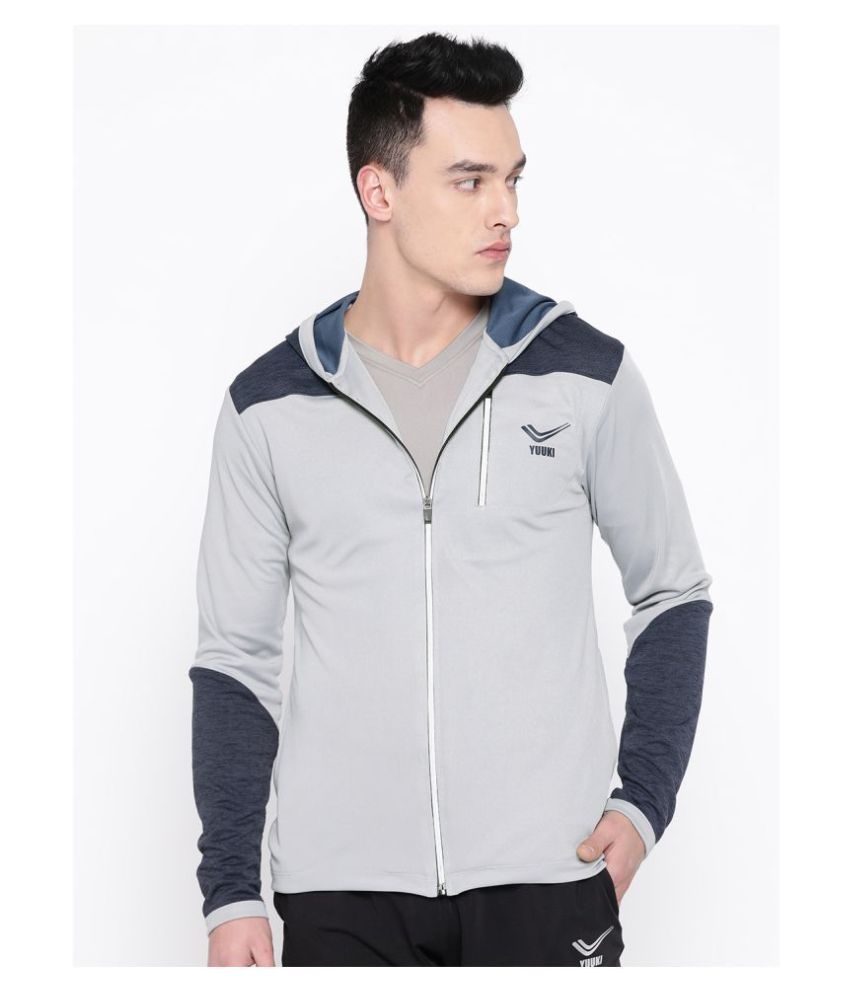     			YUUKI Grey Polyester Fleece Jacket