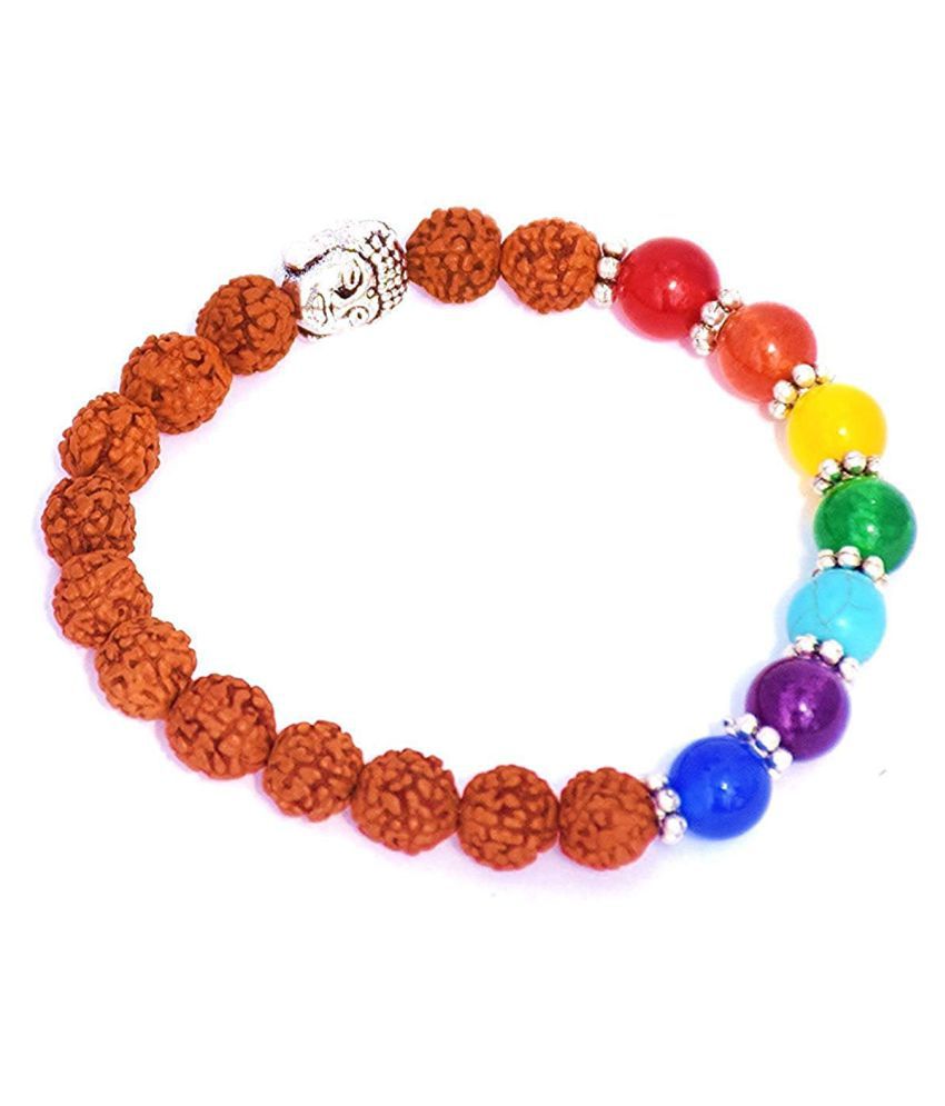     			yoga bracelet with 5 Mukhi Rudraksha Beads / Exclusive / To Energized Seven chakra Of Human body And Heal the body Healing stone Bracelet reiky crystal