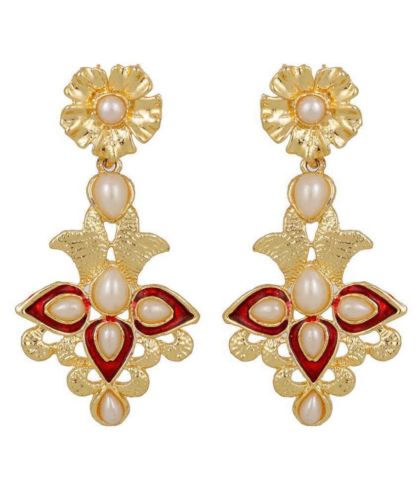     			"Piah Fashion Flower  Pearl and Mina work  Earrings for Women"
