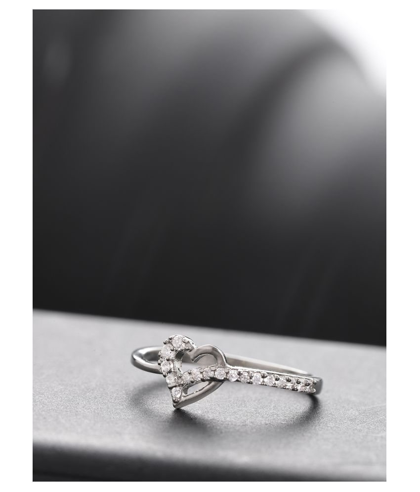     			Prita Beautiful American Diamond Silver Plated Heart Shape Ring For Women And Girls