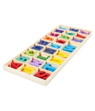 104-Piece Wooden Craft Letters with Storage Tray Set Kids Learning Toy Wooden Letters 2 inches Wooden Alphabet Letters for Home Decor Natural Color
