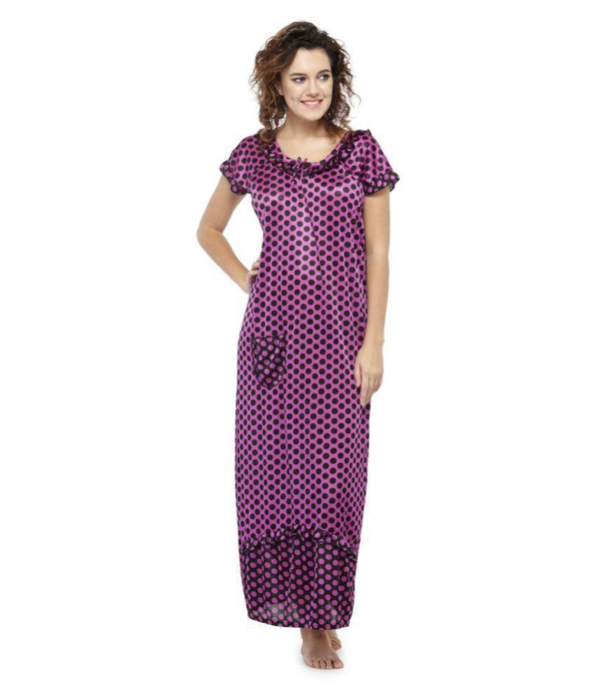 Buy N Gal Purple Satin Womens Nightwear Nighty And Night Gowns Pack Of 1 Online At Best 