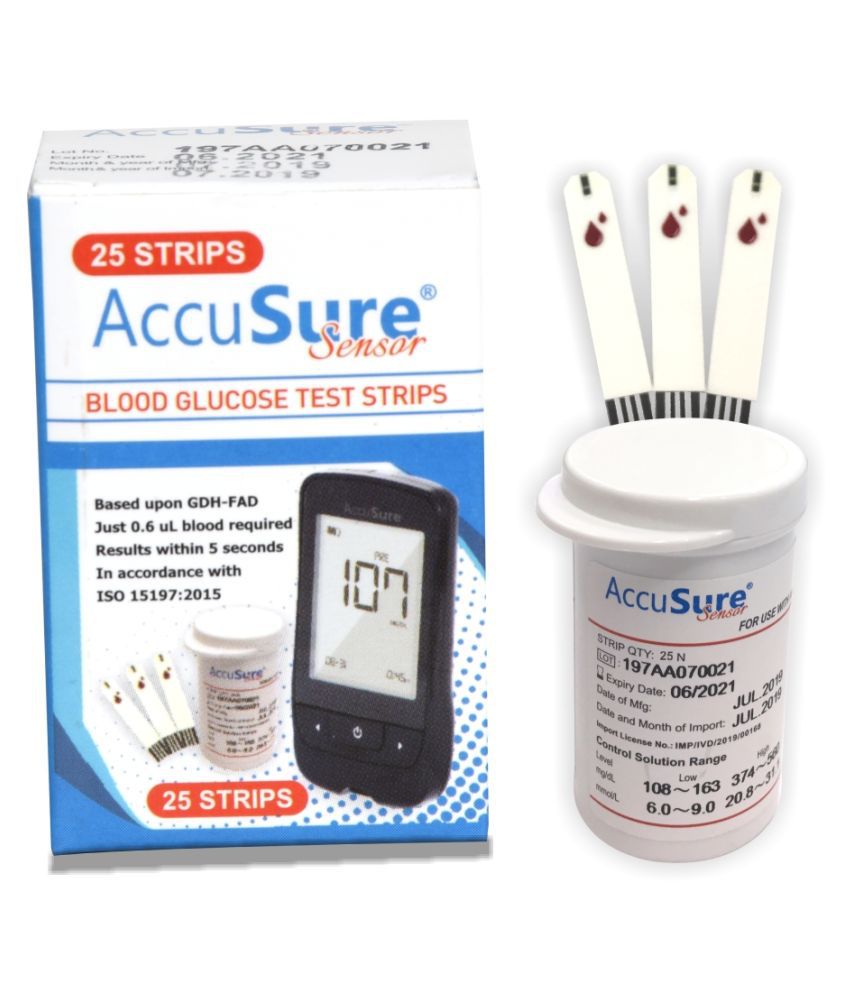     			AccuSure Sensor Glucometer Test Strips Pack of 1(Pack of 25)