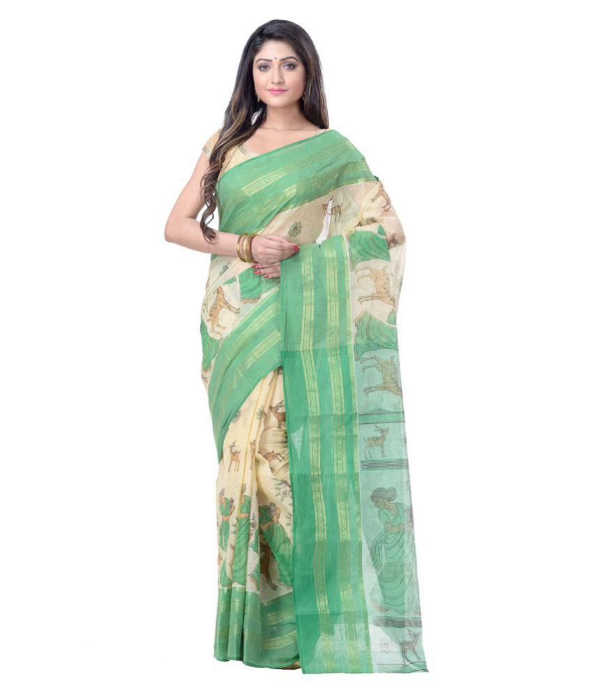     			Desh Bidesh - Multicolor Cotton Blend Saree Without Blouse Piece (Pack of 1)